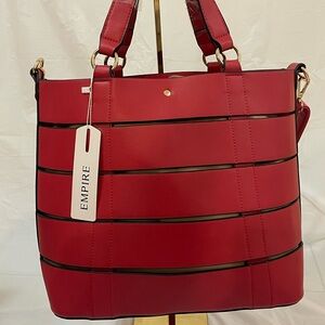 Empire Red & Beige Ladies Satchel Bag